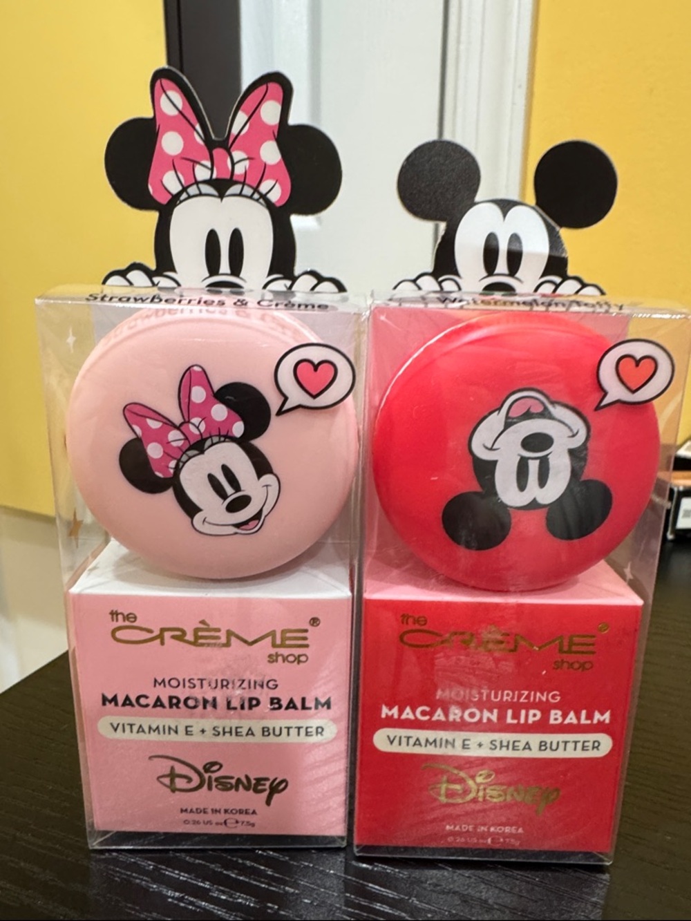 The crème shop Disney Minnie & Mickey Macaron Lip Balm Set - Pink & Red